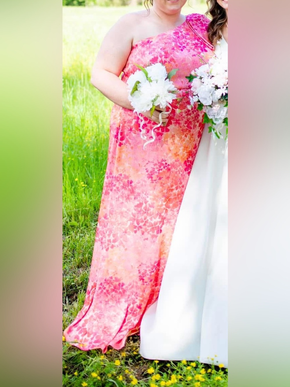 Sachin + Babi Pink and Orange Floral One-Shoulder Dress